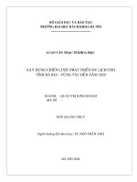 Xây dựng chiến lược phát triển du lịch cho tỉnh bà rịa   vũng tàu đến năm 2020 