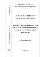 Nghiên cứu hoạch định chiến lược sản xuất   kinh doanh của công ty cổ phần cao su thống nhất đến năm 2010 
