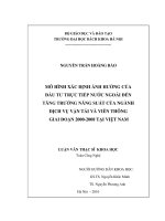 Mô hình xác định ảnh hưởng của đầu tư trực tiếp nước ngoài đến tăng trưởng năng suất của ngành dịch vụ vận tải và viễn thông giai đoạn 2000   2008 tại việt nam 