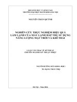 Nghiên cứu thực nghiệm hiệu quả làm lạnh của máy lạnh hấp thụ sử dụng năng lượng mặt trời và khí thải 