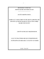Nghiên cứu và hoàn thiện tổ chức dịch vụ đời sống cho sinh viên tại trường đại học kỹ thuật công nghiệp   đại học thái nguyên 