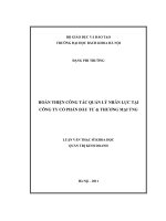 Hoàn thiện công tác quản lý nhân lực tại công ty cổ phần đầu tư  thương mại TNG 