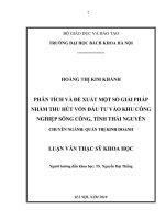 Phân tích và đề xuất một số giải pháp nhằm thu hút vốn đầu tư vào khu công nghiệp sông công, tỉnh thái nguyên 