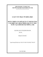 Hoàn thiện cơ chế quản lý nhằm nâng cao hiệu quả hoạt động quản lý nhà nước tại UBND huyện đông anh 