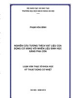 Nghiên cứu tương thích vật liệu của động cơ xăng với nhiên liệu sinh học xăng pha cồn 