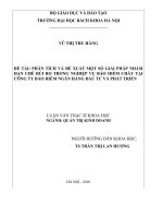 Phân tích và đề xuất một số giải pháp nhằm hạn chế rủi ro trong nghiệp vụ bảo hiểm cháy tại công ty bảo hiểm ngân hàng đầu tư và phát triển việt nam 