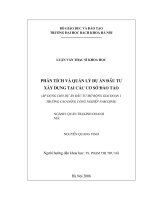 Phân tích và quản lý dự án đầu tư xây dựng tại các cơ sở đào tạo 