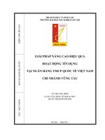 Giải pháp nâng cao hiệu quả hoạt động tín dụng tại ngân hàng thương mại cổ phần quốc tế việt nam chi nhánh vũng tàu 