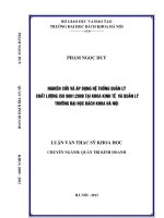 Nghiên cứu và áp dụng hệ thống quản lý chất lượng ISO 90012008 tại khoa kinh tế và quản lý trường đại học bách khoa hà nội 