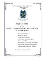 THỰC TẬP CƠ SỞ TÌM HIỂU VỀ HOẠT ĐỘNG TỔ CHỨC NHÂN SỰ TẠI CÔNG TY TNHH TRUNG HIẾU