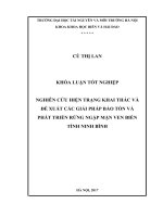 NGHIÊN CỨU HIỆN TRẠNG KHAI THÁC VÀ  ĐỀ XUẤT CÁC GIẢI PHÁP BẢO TỒN VÀ  PHÁT TRIỂN RỪNG NGẬP MẶN VEN BIỂN TỈNH NINH BÌNH