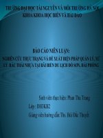 SLIDE BÁO CÁO NIÊN LUẬN: NGHIÊN CỨU THỰC TRẠNG VÀ ĐỀ XUẤT BIỆN PHÁP QUẢN LÝ, XỬ LÝ  RÁC THẢI NHỰA TẠI BÃI BIỂN DU LỊCH ĐỒ SƠN, HẢI PHÒNG