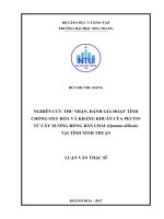 Nghiên cứu thu nhận, đánh giá hoạt tính chống oxy hóa và kháng khuẩn của pectin từ cây xương rồng bàn chải (opuntia dillenii) tại tỉnh ninh thuận 