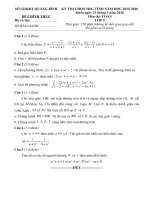 Đề thi HSG môn Toán lớp 9 tỉnh Quảng Bình