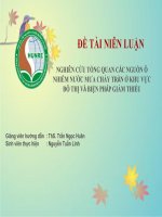 SLIDE NGHIÊN CỨU TỔNG QUAN CÁC NGUỒN Ô NHIỄM NƯỚC MƯA CHẢY TRÀN Ở KHU VỰC ĐÔ THỊ VÀ BIỆN PHÁP GIẢM THIỂU