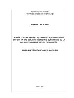 Nghiên cứu chế tạo vật liệu nano tổ hợp trên cơ sở oxít sắt và các bon, định hướng ứng dụng trong xử lý ion As(V) và xanh methylen trong nước (LA tiến sĩ)