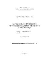 Xây dựng phần mềm mô phỏng trong dạy học lý thuyết chuyên môn ngành động lực 