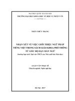 Nhận xét về việc giới thiệu ngữ pháp tiếng việt trong sách giáo khoa phổ thông từ góc độ dạy bản ngữ 