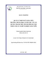 Quản lý đội ngũ giáo viên trường trung học cơ sở chu văn an, huyện thanh trì, thành phố hà nội theo chuẩn nghề nghiệp giáo viên 