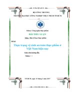 Thực trạng vệ sinh an toàn thực phẩm ở việt nam hiện nay 