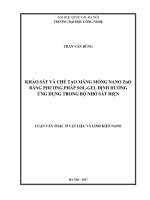 Khảo sát và chế tạo màng mỏng nano zno bằng phương pháp solgel định hướng ứng dụng trong bộ nhớ sắt điện 