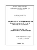 Nghiên cứu các yếu tố ảnh hưởng đến tăng trưởng sinh khối vi tảo và hiệu suất xử lý nước thải  