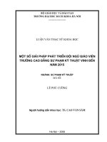 Một số giải pháp phát triển đội ngũ giáo viên trường cao đẳng sư phạm kỹ thuật vinh đến năm 2015 
