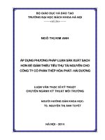 Áp dụng phương pháp luận sản xuất sạch hơn để giảm thiểu tiêu thụ tài nguyên cho công ty cổ phần thép hòa phát hải dương 