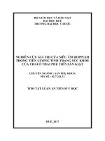 Nghiên cứu giá trị của siêu âm doppler trong tiên lượng tình trạng sức khỏe của thai ở thai phụ tiền sản giật (TT)