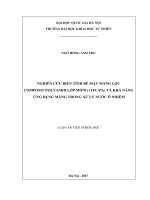 Nghiên cứu biến tính bề mặt màng lọc composit polyamid lớp mỏng (TFC PA) và khả năng ứng dụng trong xử lý nước ô nhiễm 