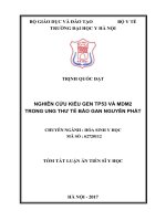 Nghiên cứu kiểu gen TP53 và MDM2 trong ung thư tế bào gan nguyên phát (TT)