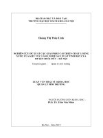 Nghiên cứu đề xuất các giải pháp cải thiện chất lượng nước của khu vực làng nghề sản xuất tinh bột của huyện hoài đức   hà nội 
