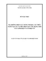 Mạ không điện cực màng nickel cấu trúc nano tại các vị trí chọn lọc ứng dụng cho các linh kiện vi cơ điện tử 