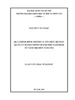 QUÁ TRÌNH HÌNH THÀNH và tổ CHỨC bộ máy QUẢN lý HÀNH CHÍNH THÀNH PHỐ NAM ĐỊNH từ năm 1884 đến năm 1921 