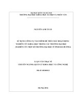 Sử dụng công cụ tài chính để thúc đẩy hoạt động nghiên cứu khoa học trong các trường đại học( nghiên cứu một số trường đại học ở tỉnh hải dương) 