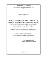 Nghiên cứu đánh giá tác động và đề xuất giải pháp nhằm giảm thiểu ô 