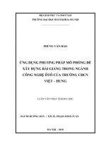 Ứng dụng phương pháp mô phỏng để xây dựng bài giảng trong ngành công nghệ ô tô của trường cao đẳng công nghệ việt hung 