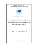 Giải pháp phát triển dịch vụ thẻ tại ngân hàng thương mại cổ phần bưu điện liên việt   chi nhánh long an 