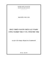 Phát triển nguồn nhân lực ở khu công nghiệp thụy vân tỉnh phú thọ 