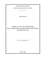 Nghiên cứu xác lập cơ sở khoa học phục vụ định hướng quy hoạch bảo vệ môi trường thành phố đà nẵng 