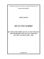 QUY HOẠCH HỆ THỐNG QUẢN LÝ CHẤT THẢI RẮN CHO THÀNH PHỐ THÁI NGUYÊN, TỈNH THÁI NGUYÊN; GIAI ĐOẠN 2020 – 2030.