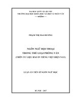Ngôn ngữ hội thoại trong thể loại phỏng vấn (trên tư liệu báo in tiếng việt hiện nay) 