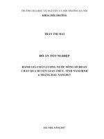 ĐÁNH GIÁ CHẤT LƯỢNG NƯỚC SÔNG SÒ ĐOẠN CHẢY QUA HUYỆN GIAO THỦY, TỈNH NAM ĐỊNH  6 THÁNG ĐẦU NĂM 2017