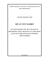 XÂY DỰNG HƯƠNG ƯỚC, QUY ƯỚC BẢO VỆ  MÔI TRƯỜNG VỚI SỰ THAM GIA CỦA CỘNG ĐỒNG TẠI XÃ XUÂN PHÚ, HUYỆN XUÂN TRƯỜNG, TỈNH NAM ĐỊNH