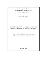 Bài toán chẩn đoán kĩ thuật và vận dụng trong dạy học nghề Điện tử dân dụng (LA tiến sĩ)