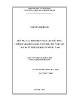 Điều tra xác định hiện trạng, dự báo tổng lượng và đánh giá khả năng thu hồi pin li ion thải ra từ thiết bị điện tử ở việt nam 