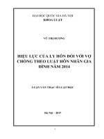 Hiệu lực của ly hôn đối với vợ chồng theo luật hôn nhân gia đình năm 2014 