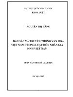 Bản sắc và truyền thống văn hóa việt nam trong luật hôn nhân gia đình việt nam 
