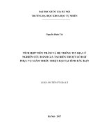 Tích hợp viễn thám và GIS nghiên cứu đánh giá trượt lở đất phục vụ mục tiêu giảm thiểu thiệt hại do tai biến thiên nhiên tại tỉnh bắc kạn 