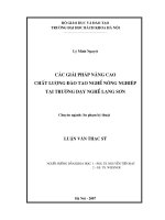 Các giải pháp nâng cao chất lượng đào tạo nghề nông nghiệp tại trường dạy nghề lạng sơn 